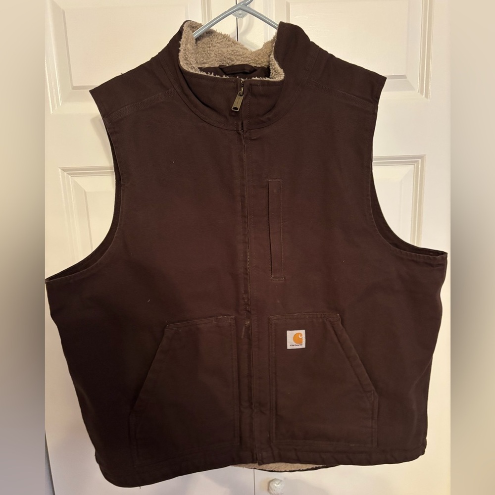Carhartt Brown Vest with Sherpa Lining